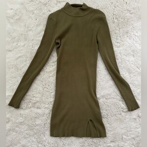 Green turtle neck dress
